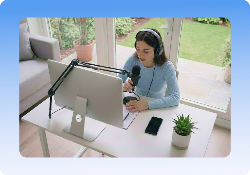 A speaker utilizing independent audio and video controls to host a virtual session without technical friction.
