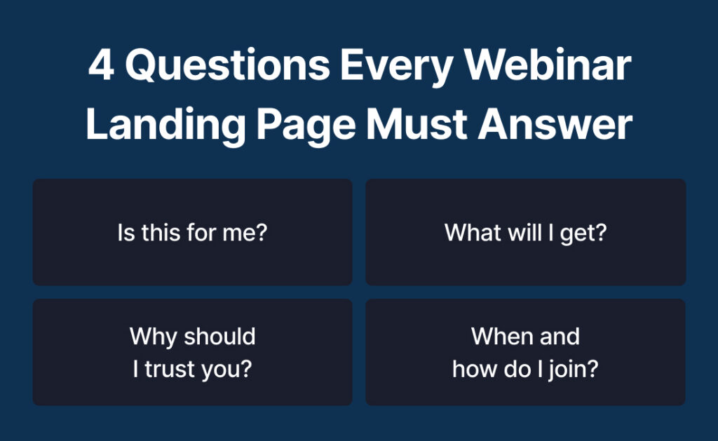 four key questions for webinar landing page conversion
