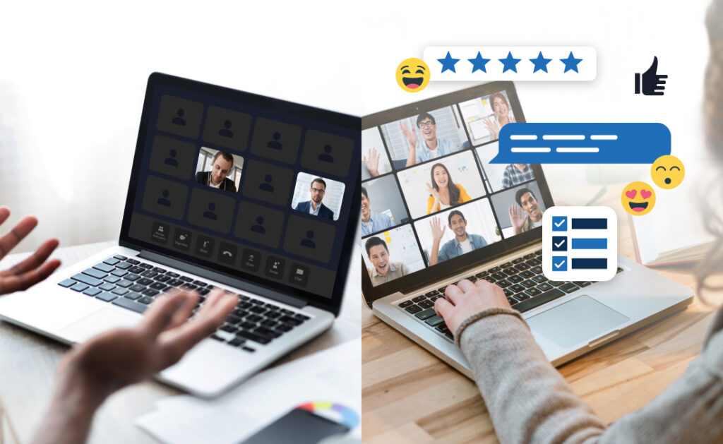 Comparison between passive webinar and engaging interactive webinar