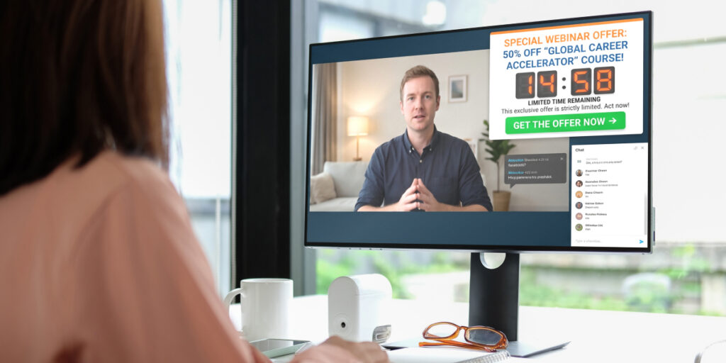 webinar on screen offer attendee view